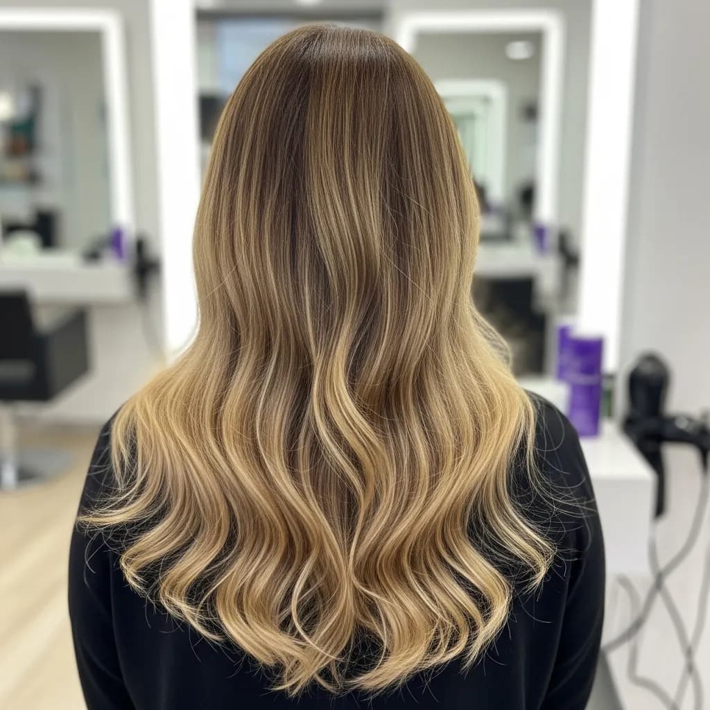 Balayage caramel sur base châtain